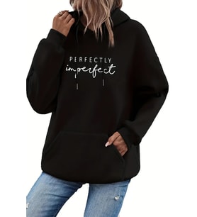 Perfectly Baskılı Oversize Sweatshirt (Siyah)