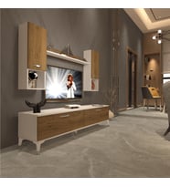 Decoraktiv Eko 5DA Mdf Std Silver Tv Ünitesi Tv Sehpası - Parlak Beyaz (Beyaz - Pera)