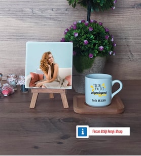 En İyi Diyetisyen Fotoğraflı Dekoratif Taş, Ahşap Altlıklı Türk Kahvesi Fincanı Hediye (Model 1)
