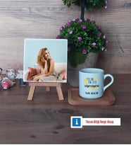 En İyi Diyetisyen Fotoğraflı Dekoratif Taş, Ahşap Altlıklı Türk Kahvesi Fincanı Hediye (Model 1)