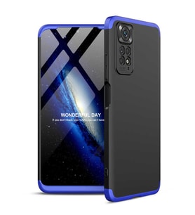 Xiaomi Redmi Note 11S Global Kılıf 3 Parça Slim Sert Silikon Kapak AYS (Siyah-Mavi)