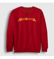 Presmono Unisex Bordo Logo Helloween Sweatshirt 149069tt (Kırmızı)