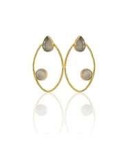 Kadir Jewellery 22 Ayar Altın Kaplama Geometrik Küpe -El İşçiliği Ve Hipoalerjenik Küpe (Gri)