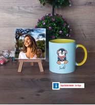 Tatlı Penguen Fotoğraflı Dekoratif Taş, Kupa Bardak Beyaz Hediye (Model 7)