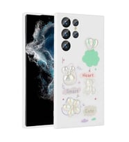 Galaxy S22 Ultra Kılıf Kabartma Figürlü Parlak Toys Silikon Kılıf (Beyaz)