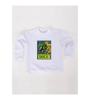 Hulk baskılı pamuklu kumaş çocuk sweatshirt (Beyaz)