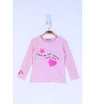Toontoy Kız Çocuk Pul İşlemeli Sweatshirt  (Pembe)