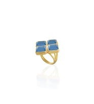 Kadir Jewellery 22 Ayar Altın Kaplama Kadın Zirkon Taşlı Yüzük (Koyu Mavi)