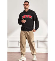 Unisex Boston Baskılı Sweatshirt (Siyah)