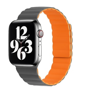 Apple Watch 44/45/46/49mm Kordon Renkli Strap Deri Loop Kordon 2/3/4/5/6/se/7/8/ (Gri - Turuncu)