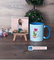 Arkadaşa Hediye Kaktüs Fotoğraflı Dekoratif Taş, Kupa Bardak Beyaz Hediye Doğum Günü Hediyesi (Model 4)