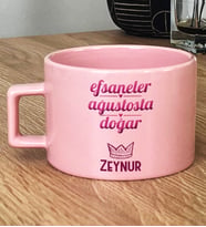 Kişiye Özel Aslan Başak Burcu Hediye Pastel Fincan Doğum Günü Hediyesi (Pembe)