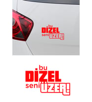 30 X 19 Cm Bu Dizel Seni Üzer Oto Cam Sticker Araba Sticker (Kırmızı)