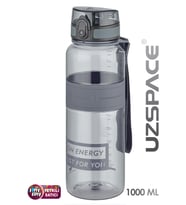 Uzspace Tritan Su Matarası 1000ml 1 Litre Büyük Boy Yenilenen Renkler (Gri)