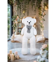 ÖZGÜNER OYUNCAK 140  cm Papyonlu  Ayıcık (%100 Yerli) (Beyaz)