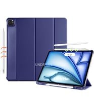 Apple iPad Pro 11 3./4. Nesil M2 Kılıf Flip Cover Kalem Bölmeli PC Case 2020-202 (Lacivert)