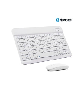 Apple iPad Pro 4. Nesil 11" Tablet İçin Uyumlu Slim Şarjlı Türkçe Bluetooth Klavye ve Mouse Seti (Beyaz)