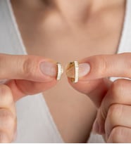 925 Ayar Gümüş Baget Taşlı 2'li Set Halka Küpe (Gold)