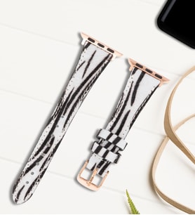 vagave Apple Watch Uyumlu 38 Mm 40 Mm 41 Mm 3 4 5 6 7 Se 8 9 Uyumlu Kadın Deri Kordon Saat Kayışı - Vadiva (Beyaz Zebra)