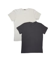 Erkek Slim Fit Dar Kesim Bisiklet Yaka Kısa Kol Pamuklu 2'li Tişört Paketi (Beyaz-Gri)