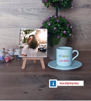 Biyolog Fotoğraflı Dekoratif Taş, Ahşap Altlıklı Türk Kahvesi Fincanı HediyeBiyologa Hediye (Model 2)