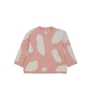 Omzu Çıtçıtlı Bulut Baskılı Sweatshirt (Pembe)
