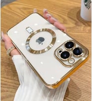 Apple iPhone 14 Pro Kılıf Kamera Korumalı Magsafe Parlak Luxury (Gold)