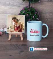 Mutfağın Sultanı Anneye Hediye Fotoğraflı Dekoratif Taş, Kupa Bardak Beyaz Hediye (Model 1)