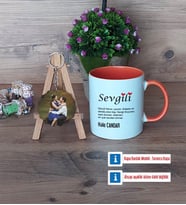 Sevgiliye Hediye Kupa Bardak Beyaz ve Fotoğraflı Ahşap Anahtarlık Hediye (Model 13)
