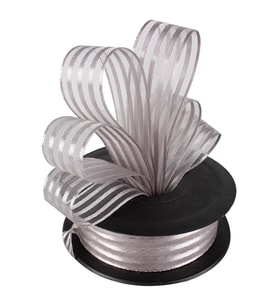 Şifon Çizgili Şeritli Kurdela 20 mt  2,5 cm (Gri)