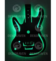 Gitar Led Işıklı Tablo (Yeşil)