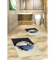 EVDEYA 3D Baskılı Yıkanabilir Ayak İzi Desenli İkili Banyo Halısı Klozet Takımı, KLOZET-17-KAHVERENGİ, (Çok Renkli)