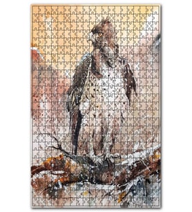 Cakapuzzle Karlı Dalda Sert Bakışlı Şahin Puzzle Yapboz MDF (Ahşap) (1000 Parça)