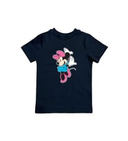 Unisex Minnie Mouse Baskılı Pamuklu Penye Kumaş Yazlık Çocuk Tişört (Siyah)