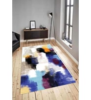 Dijital Baskılı Yıkanabilir Kaymaz Modern Renkli Salon Halısı Mutfak Halısı Yolluk ND-HY-825 (Mavi)