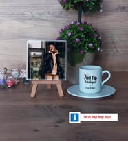 Acil Tıp Teknisyeni Fotoğraflı Dekoratif Taş, Ahşap Altlıklı Türk Kahvesi Fincanı Hediye (Model 2)