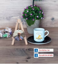 Antrenör Türk Kahvesi Fincanı Ahşap Altlıklı ve Fotoğraflı Ahşap Anahtarlık Hediye (Model 7)
