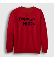 Presmono Unisex Beyaz Logo Depeche Mode Sweatshirt 140722tt (Kırmızı)