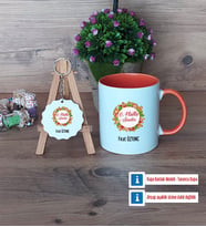 Yılbaşı Hediyesi Kupa Bardak Kırmızı ve Ahşap Anahtarlık Hediye (Model 12)