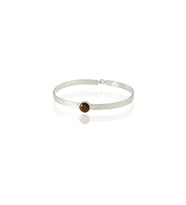 Kadir Jewellery 925 Ayar Gümüş Kaplama El İşçiliği Zirkon Taşlı Kadın Kelepçe Bilezik (Kahverengi)