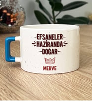 Kişiye Özel Efsaneler Haziranda Doğar Hediye Lüks Fincan Doğum Günü Hediyesi (Mavi)