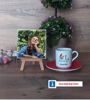 Patoloji Teknikeri Fotoğraflı Dekoratif Taş, Ahşap Altlıklı Türk Kahvesi Fincanı Hediye Tıp Bayramı Hediyesi (Model 3)