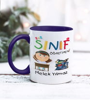 Sınıf Öğretmeni Tasarımlı Kişiye Özel Kupa Bardak (Lacivert)
