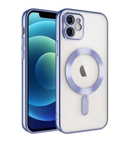 Uyumlu Model Apple iPhone 11 Kılıf Magsafe Kamera Lensli Korumalı Şeffaf Silikon Kapak (Lila)