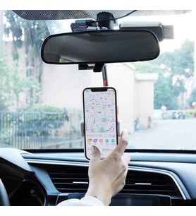 Dikiz Aynası İnce Araç İçi Telefon Tutucu Dik-Yan Durdurabilme (Beyaz)