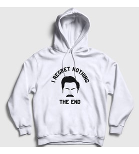 Presmono Unisex Beyaz Regret Ron Swanson Parks And Recreation Kapüşonlu Sweatshirt 492870tt (Beyaz)