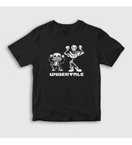 Presmono Unisex Çocuk Kırmızı Sans Papyrus Undertale T-Shirt 32350tt (Siyah)