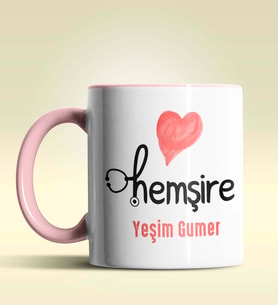 Kişiye Özel Hemşire 2 Tasarımlı Turuncu Kupa Bardak (Pembe)