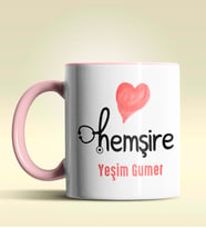 Kişiye Özel Hemşire 2 Tasarımlı Turuncu Kupa Bardak (Pembe)