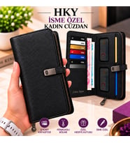 HKY Çok Kullanışlı İsme Özel Kadın Cüzdan (Siyah)